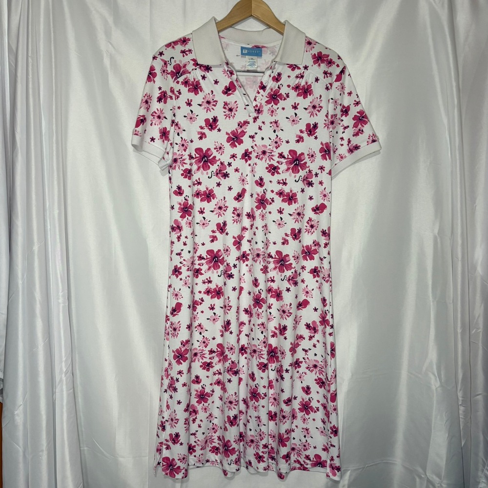 Koret Vintage Pink Floral Polo Dress Short Sleeve Petite‎ Small PS L303